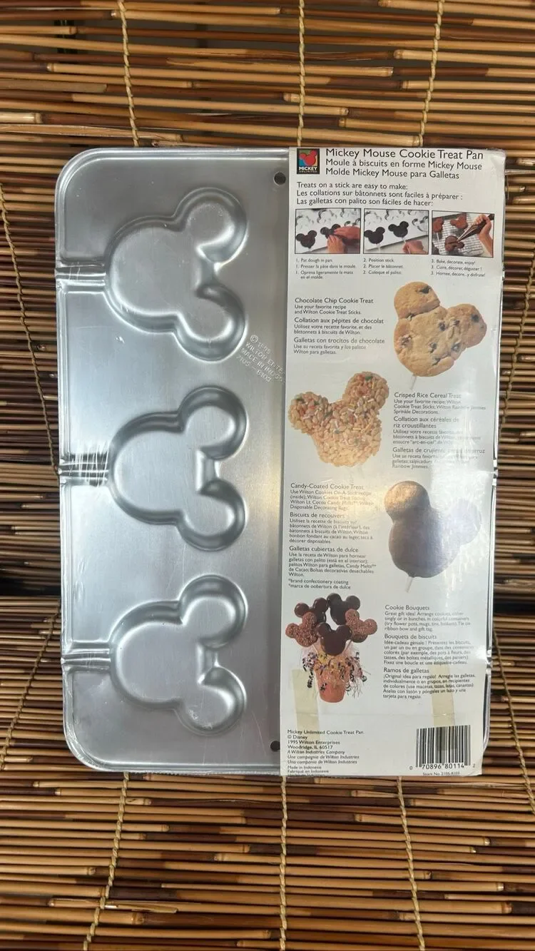 Vtg Kitchen Wilton Pan Mickey Minnie Mouse Cookie Sucker Pop Bake Treats 1995 NW